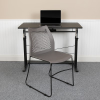 Flash Furniture RUT-498A-GY-GG HERCULES Series 661 lb. Capacity Gray Stack Chair with Air-Vent Back and Black Powder Coated Sled Base